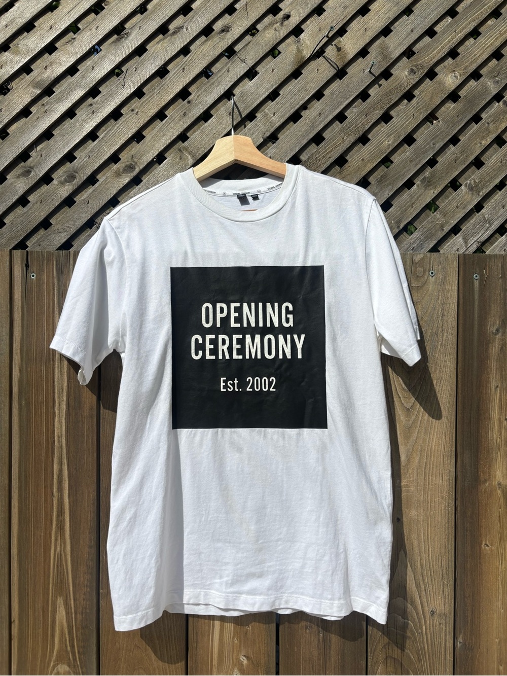 Opening Ceremony White Tee with Black Box Logo